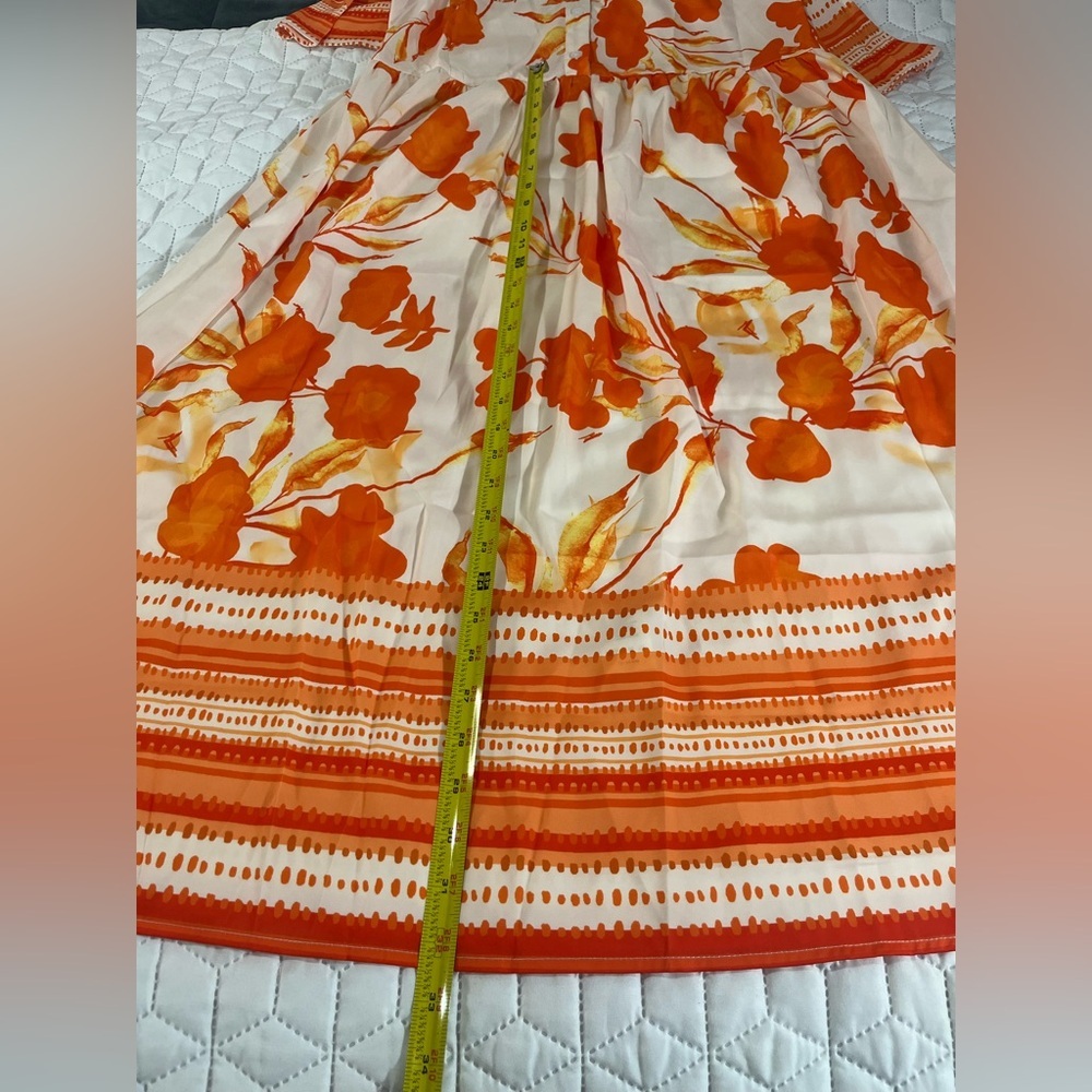 Ador Orange Floral Maxi Dress Medium NWT Boho Resort Vacation Flowy - Picture 9 of 10